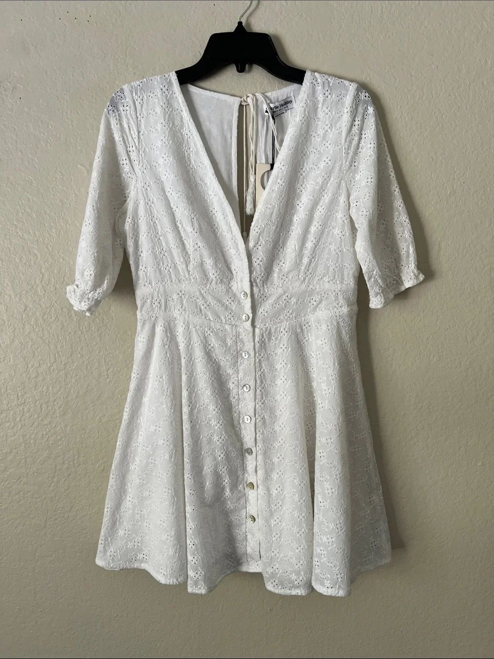 NWT CHARLIE HOLIDAY Maison Eyelet Baby Doll 100% Cotton Lace Dress in 8